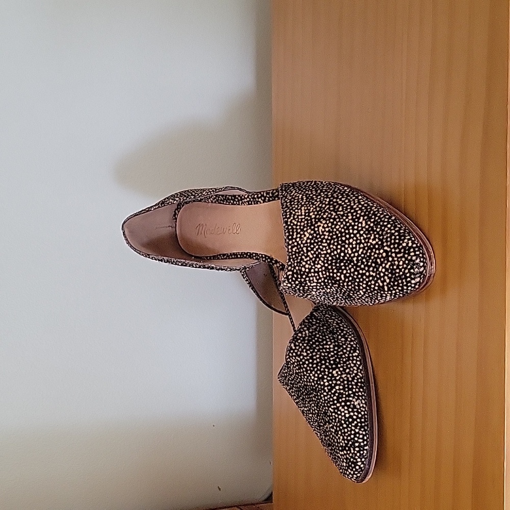 EUC Madewell Marisa d'Orsay Black/Tan Calfhair Flats Size 7.5